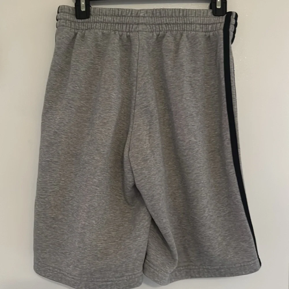 Adidas Men's Athletic Gray Shorts with Black Stripes - Picture 9 of 9